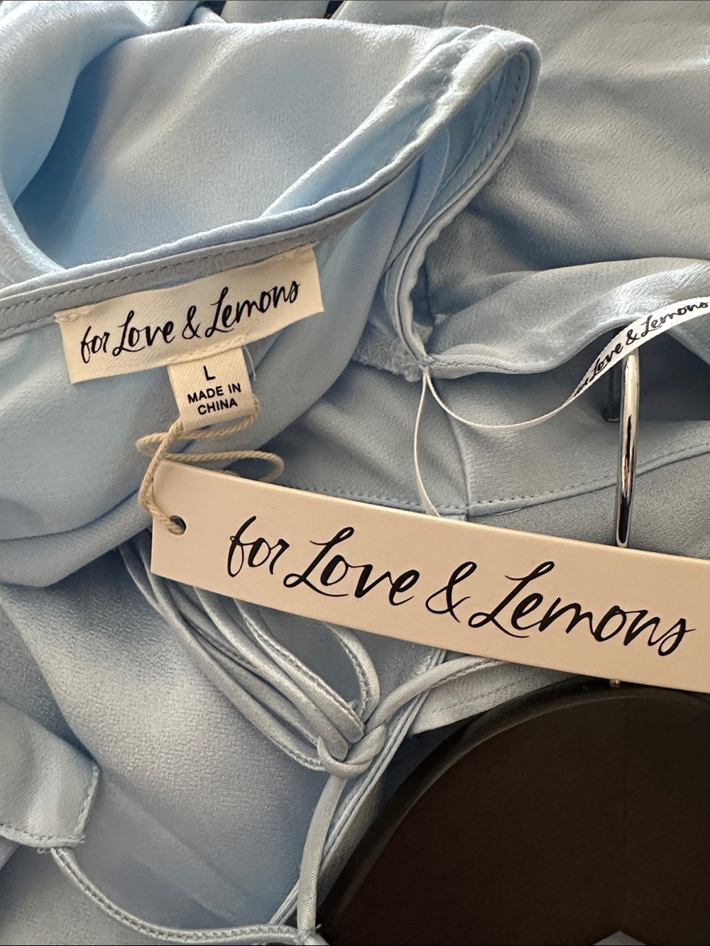 For Love & Lemons James Maxi Light Blue High-Low Spaghetti-Strap Evening Dress - Picture 2 of 5